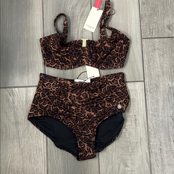 Popilush Shapewear Ruched Tummy Control Bikini Set LG Leopard - Picture 6 of 8